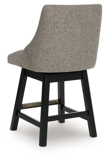 Neymorton - Dark Grayish Brown - Upholstered Swivel Barstool (Set of 2) - Hornell Furniture Outlet