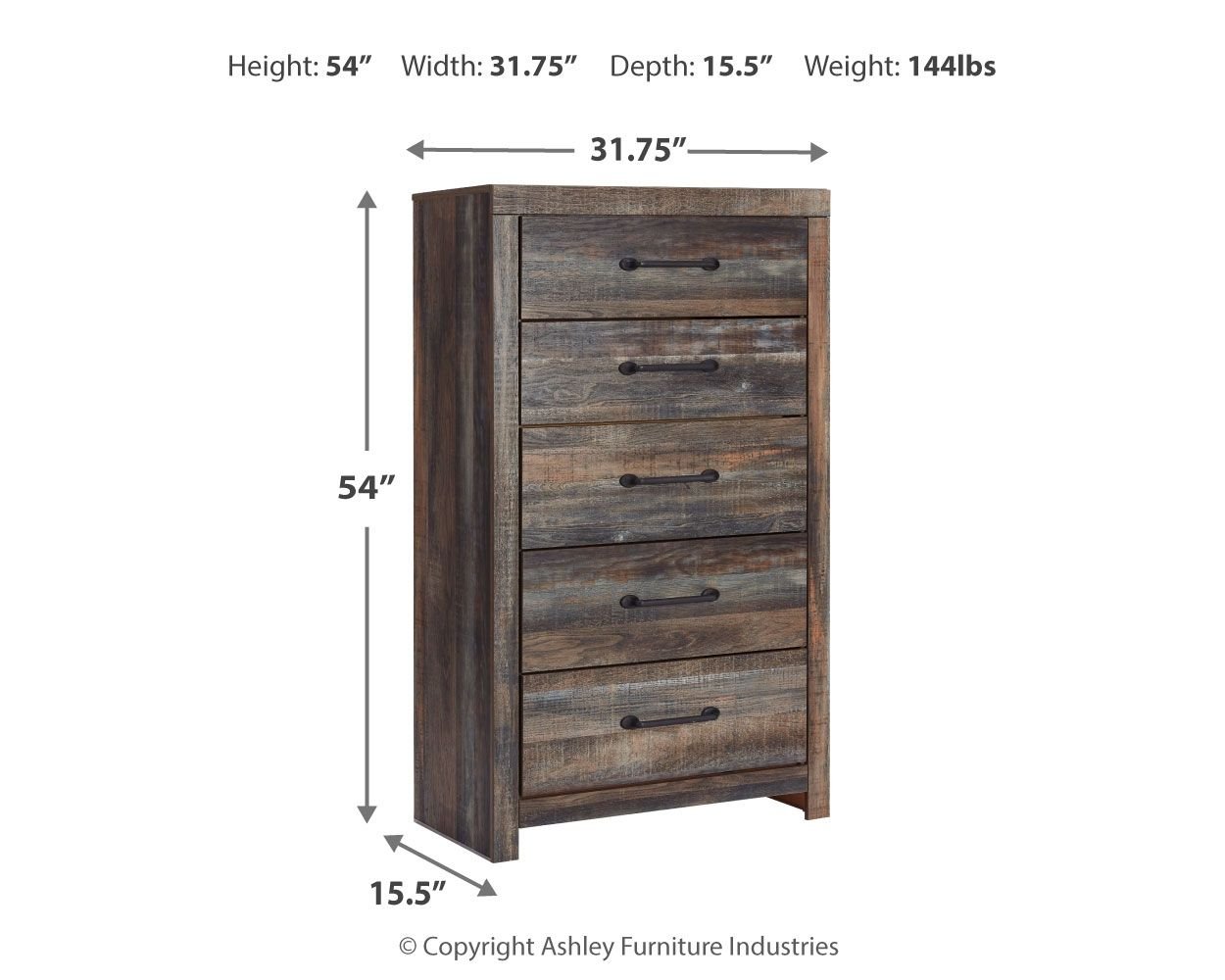 Drystan - Five Drawer Chest - Brown / Beige - Hornell Furniture Outlet