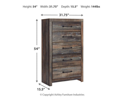 Drystan - Five Drawer Chest - Brown / Beige - Hornell Furniture Outlet