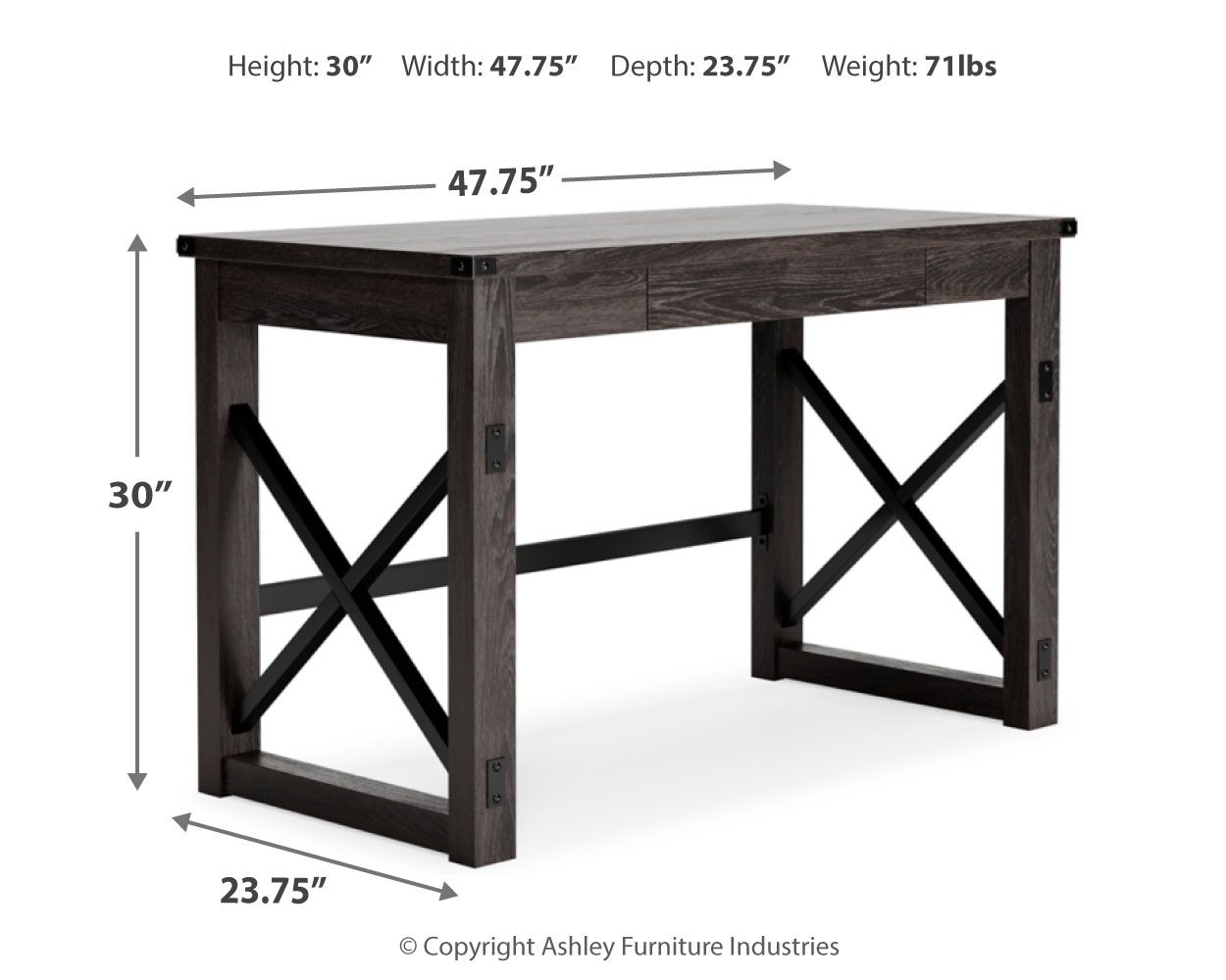 Freedan - Grayish Brown - Home Office Desk - Hornell Furniture Outlet