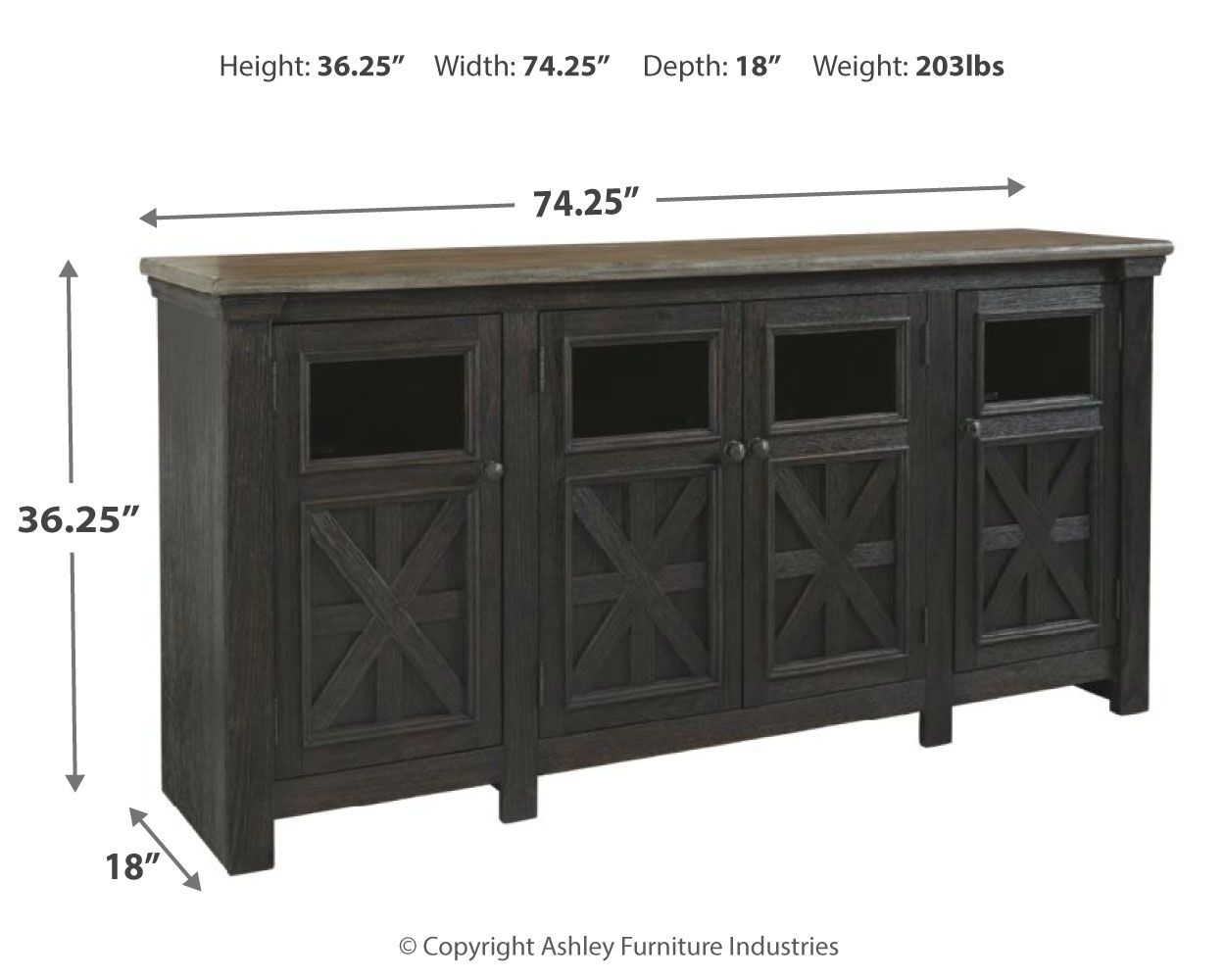 Tyler Creek - Black / Gray - Extra Large TV Stand - Hornell Furniture Outlet