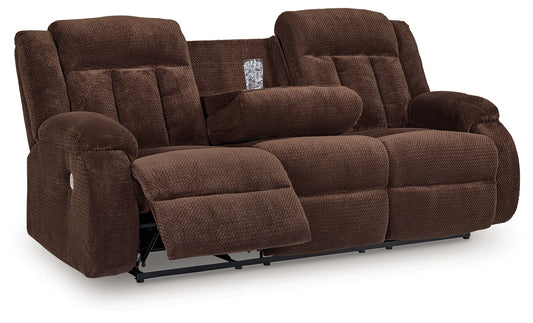 Free Wake - Chocolate - Reclining Power Sofa With Drop Down Table - Hornell Furniture Outlet