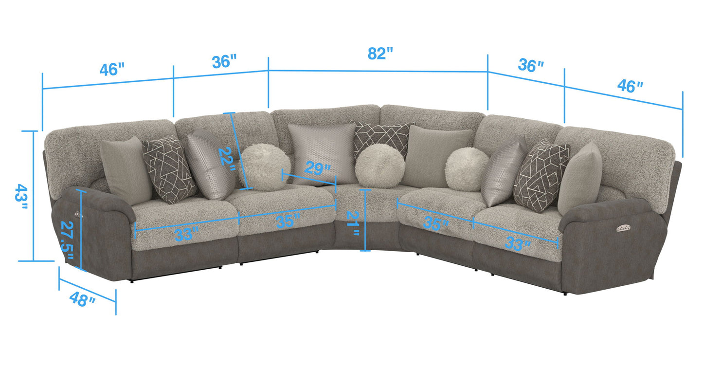 Rendezvous - 5 Piece Modular Sectional With 3 Reclining Seats & Castered Cocktail Ottoman - Umber - Hornell Furniture Outlet