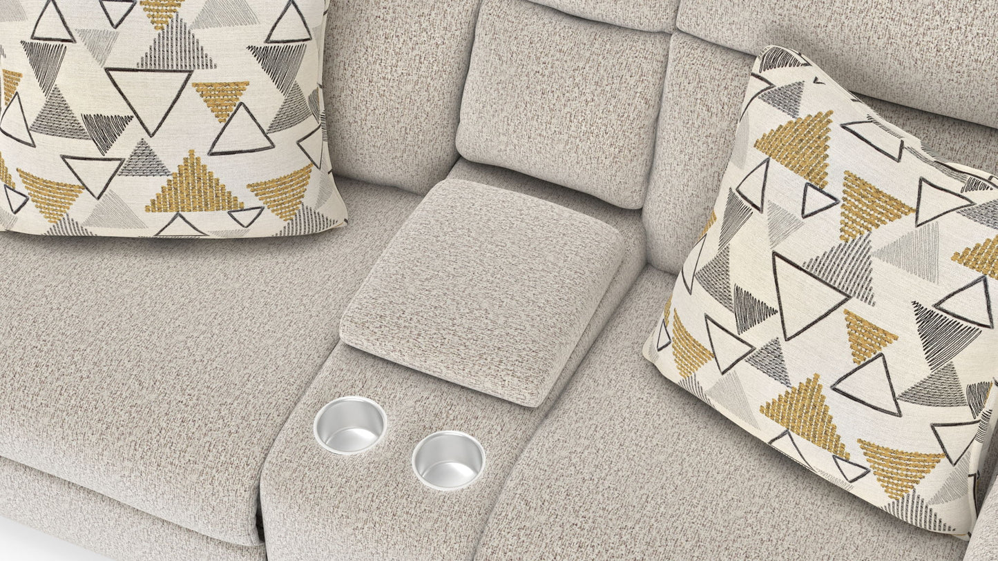Micah - Power Headrest Power Deep Seat Reclining Console Loveseat - Oatmeal - Hornell Furniture Outlet