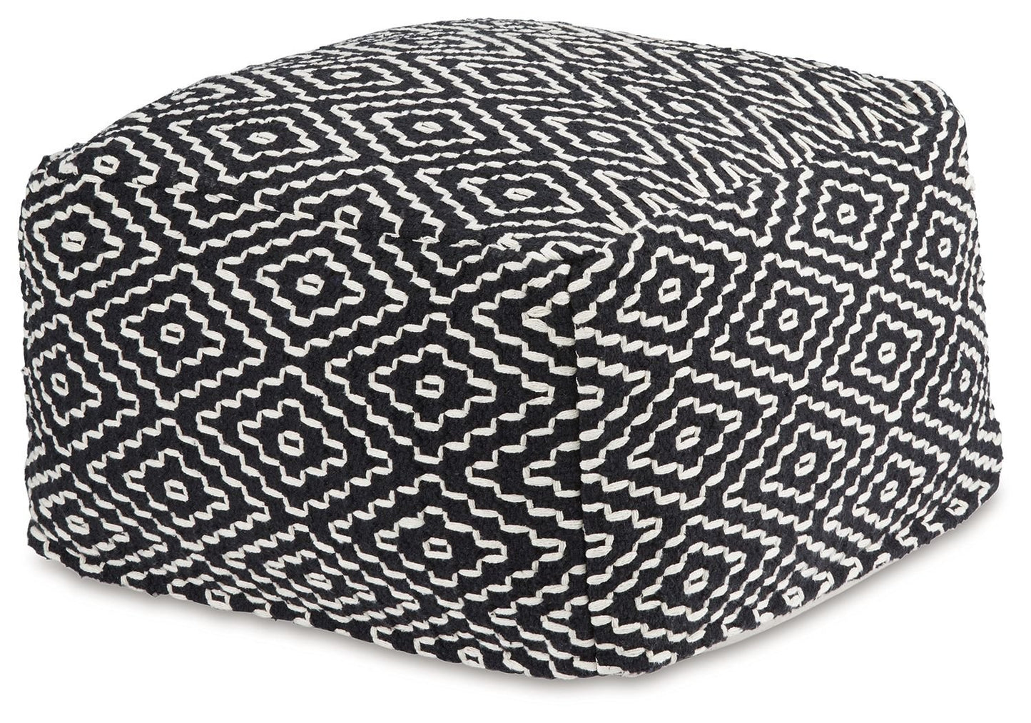 Jasett - Black / Ivory - Pouf - Hornell Furniture Outlet