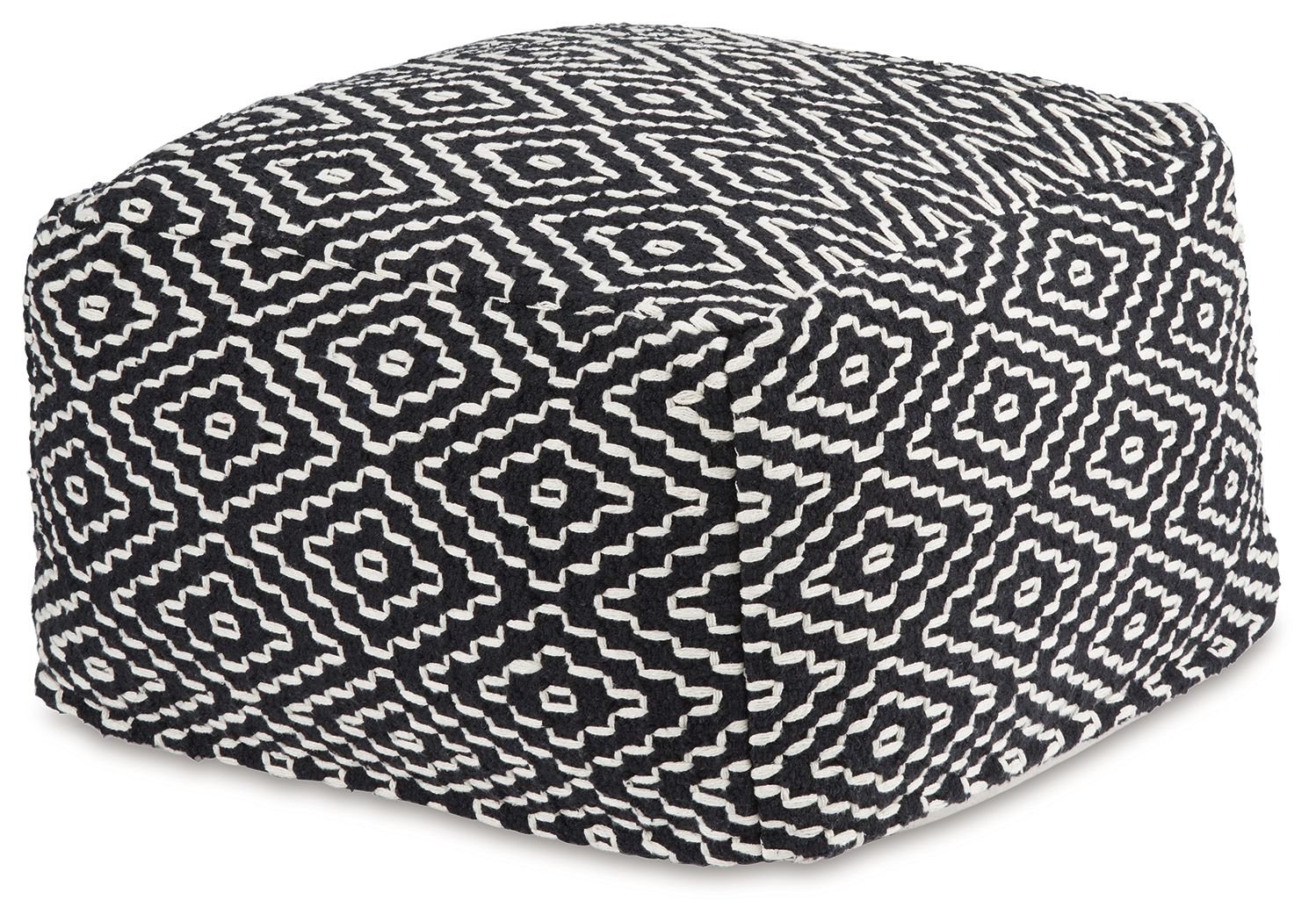 Jasett - Black / Ivory - Pouf - Hornell Furniture Outlet