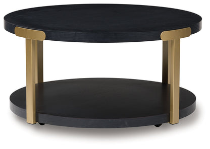 Shylore - Black / Brass Finish - Occasional Table Set (Set of 3) - Hornell Furniture Outlet
