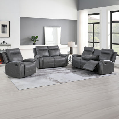 Gaston - 3 Piece Manual Reclining Set - Gray - Hornell Furniture Outlet