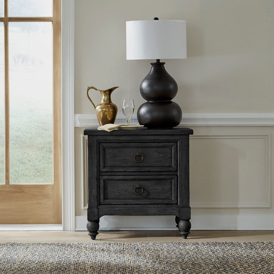 Americana Farmhouse - 2 Drawer Night Stand With Charging Station - Hornell Furniture Outlet