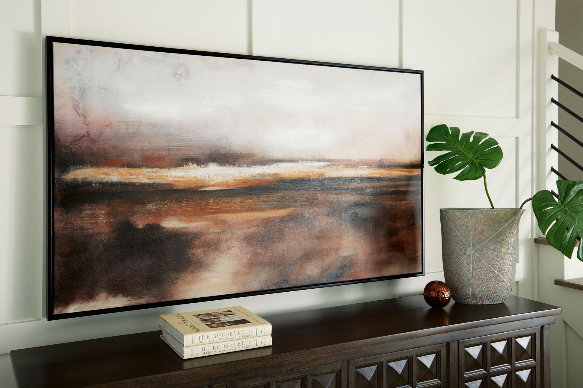 Drewland - Black / Brown / Orange - Wall Art - Hornell Furniture Outlet