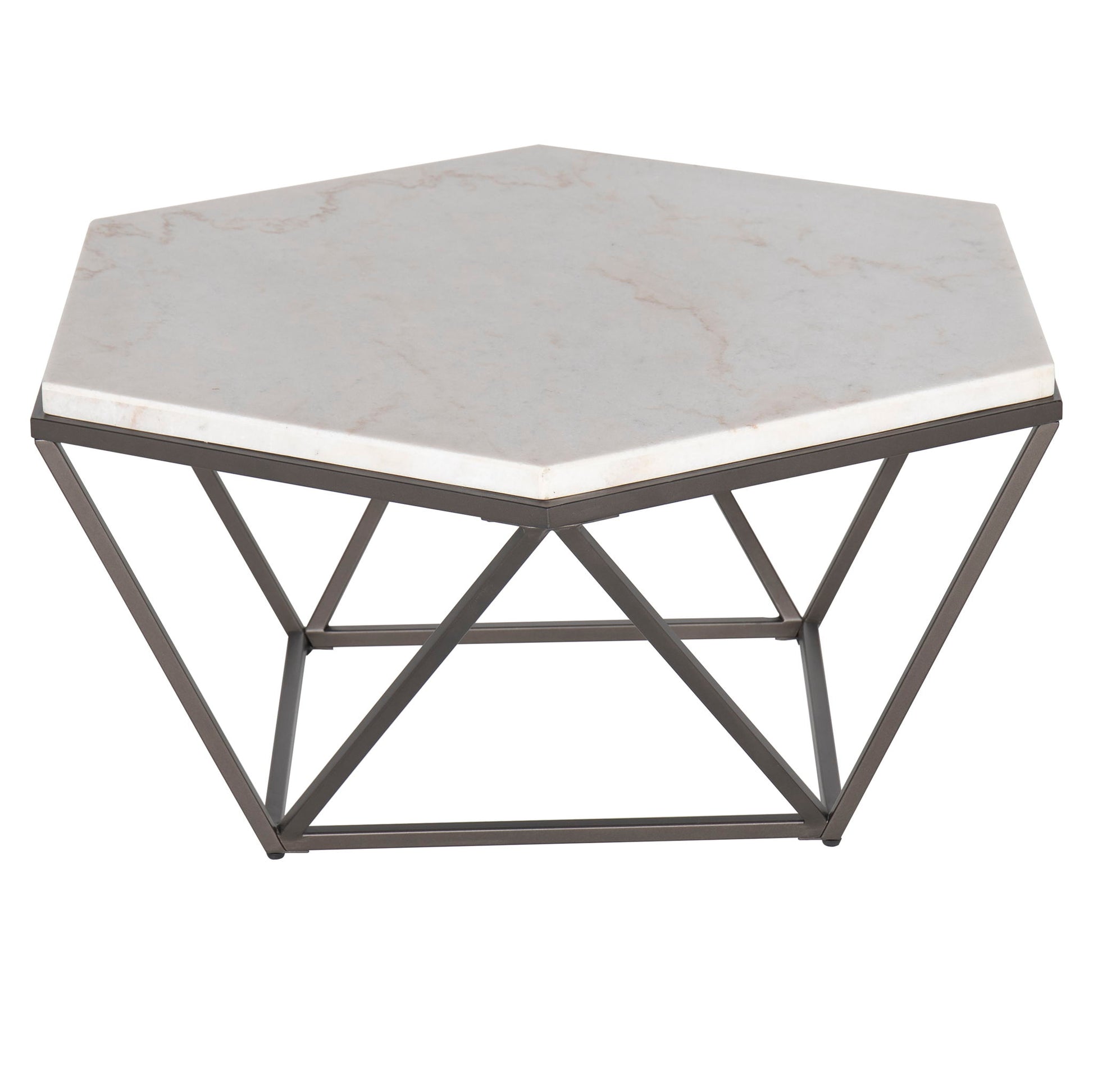 Corvus - White Marble Top Hexagon - White - Hornell Furniture Outlet