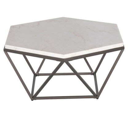 Corvus - White Marble Top Hexagon - White - Hornell Furniture Outlet