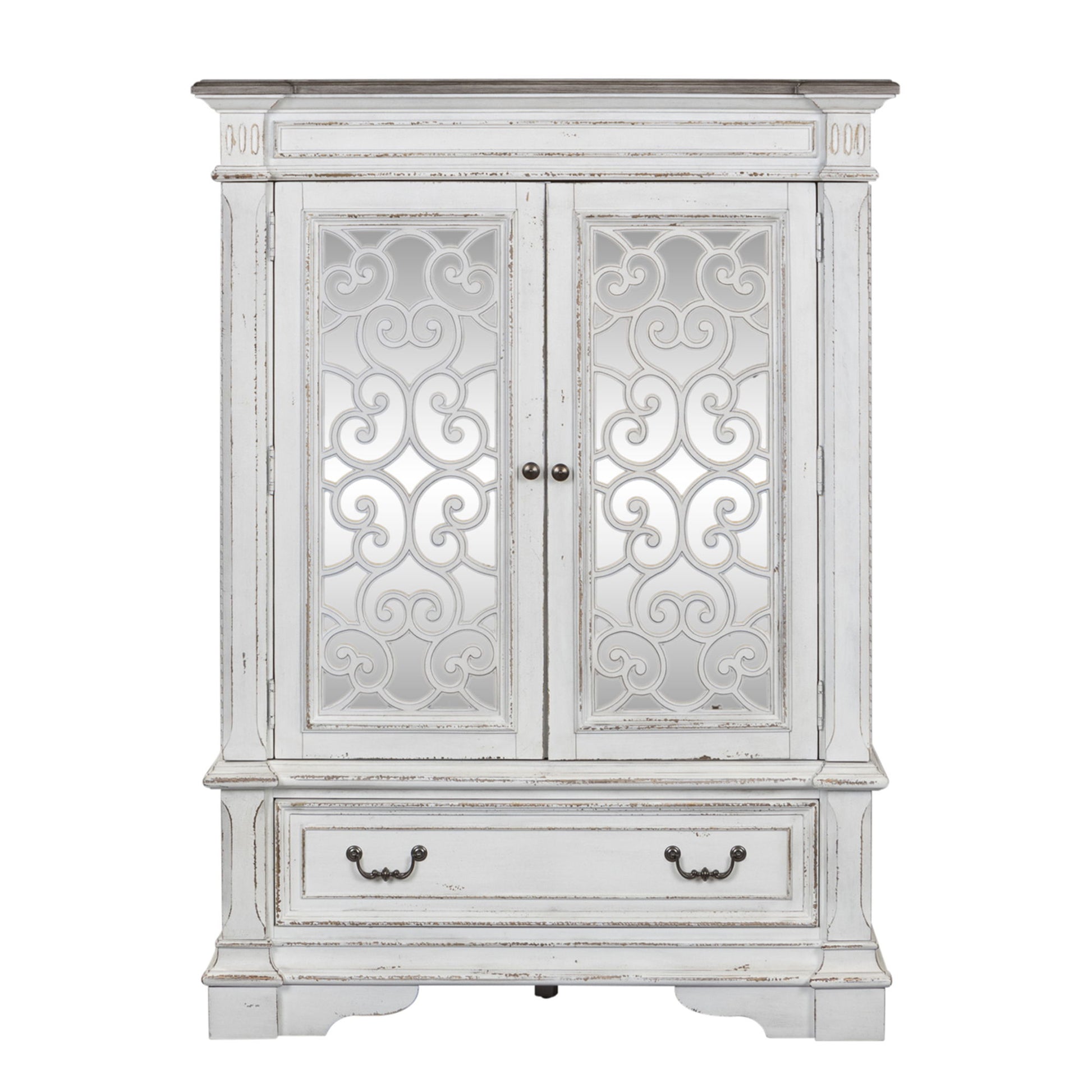 Abbey Park - Mirrored Door Chest - White - Hornell Furniture Outlet
