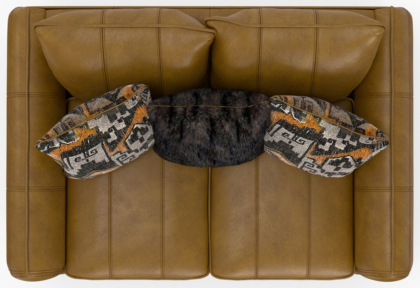 Corvara - Top Grain Italian Leather Match Loveseat - Caramel - Hornell Furniture Outlet