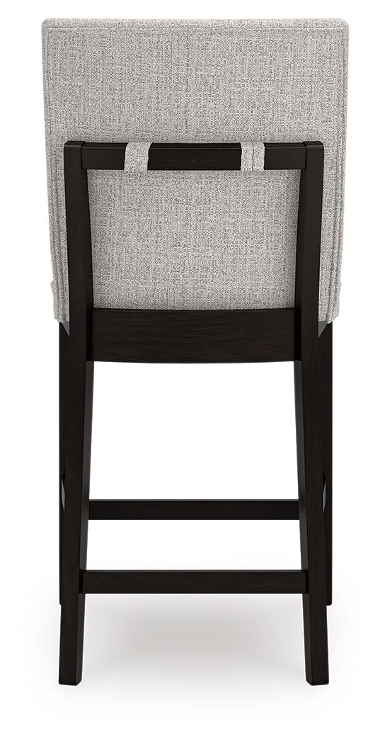 Neymorton - 5 Pc. - Rectangular Dining Room Counter Table, 4 Barstools - Dark Grayish Brown - Hornell Furniture Outlet