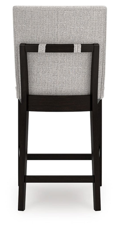 Neymorton - 5 Pc. - Rectangular Dining Room Counter Table, 4 Barstools - Dark Grayish Brown - Hornell Furniture Outlet