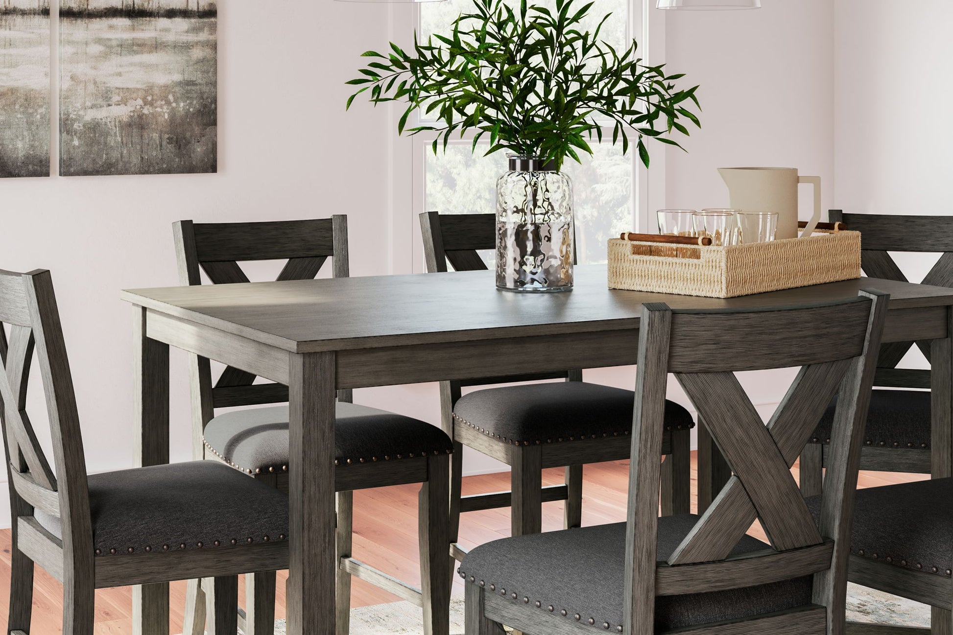 Caitbrook - Gray - Rect Drm Counter Table Set (Set of 7) - Hornell Furniture Outlet