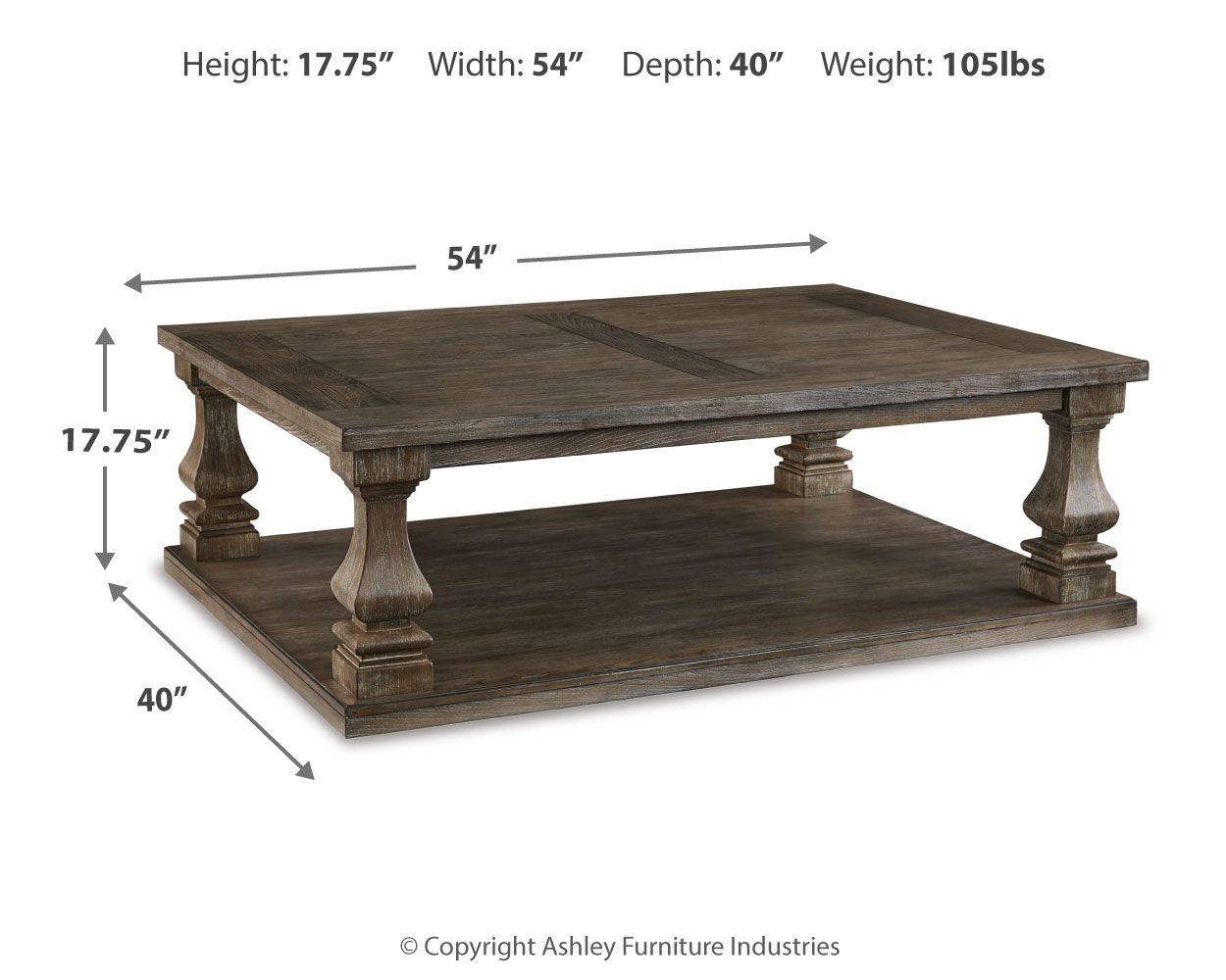 Johnelle - Rectangular Cocktail Table - Gray - Hornell Furniture Outlet