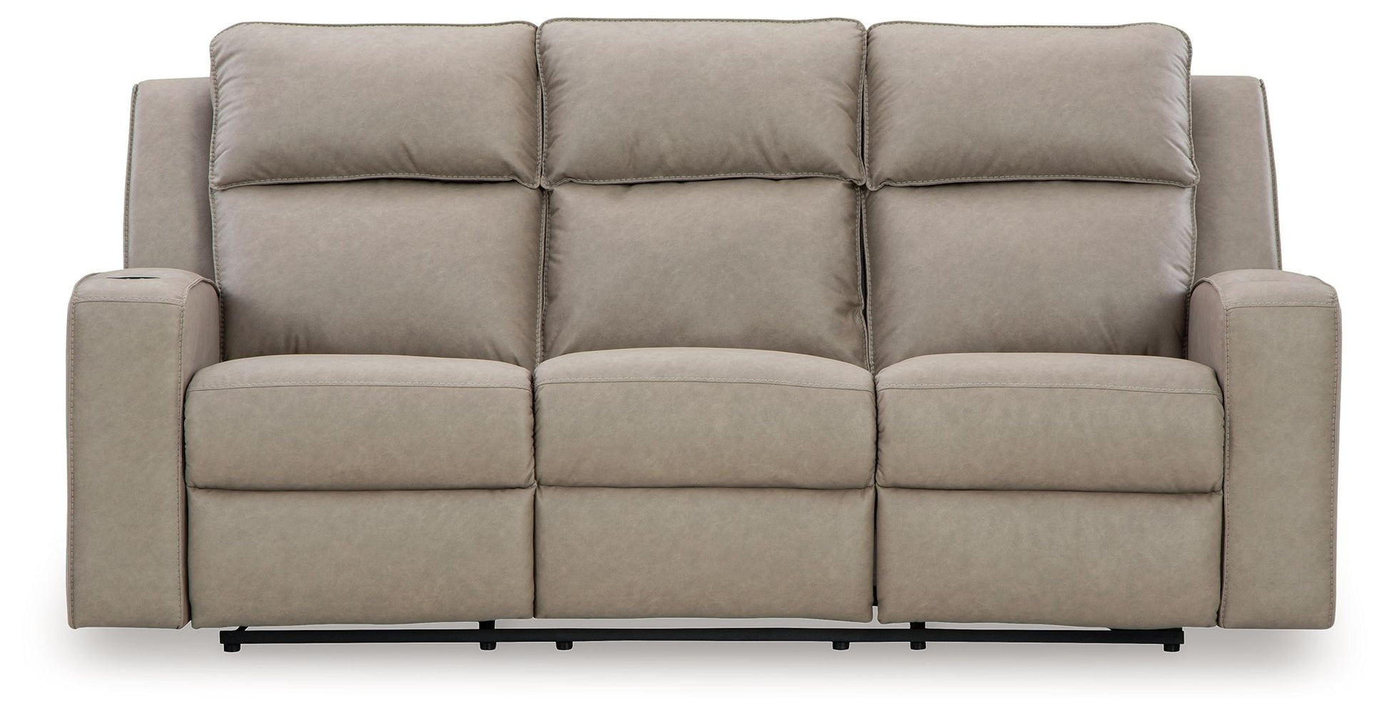 Lavenhorne - Pebble - Rec Sofa W/Drop Down Table - Hornell Furniture Outlet