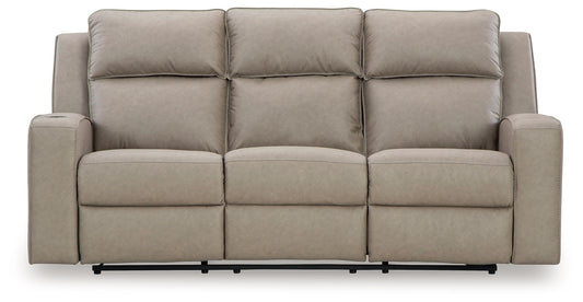 Lavenhorne - Pebble - Rec Sofa W/Drop Down Table - Hornell Furniture Outlet