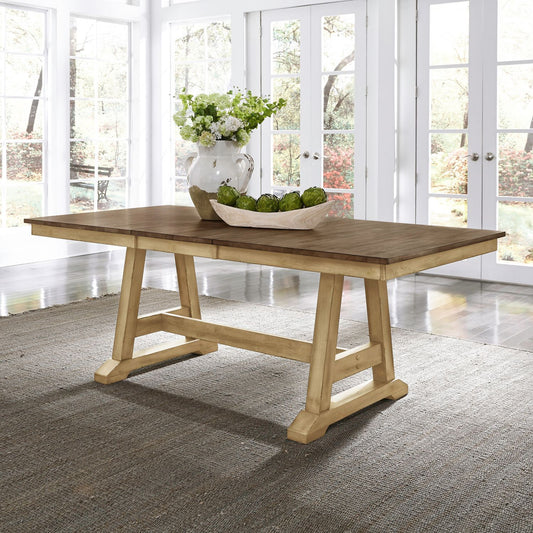 Lindsey Farm - Trestle Table - Natural & Brown - Hornell Furniture Outlet