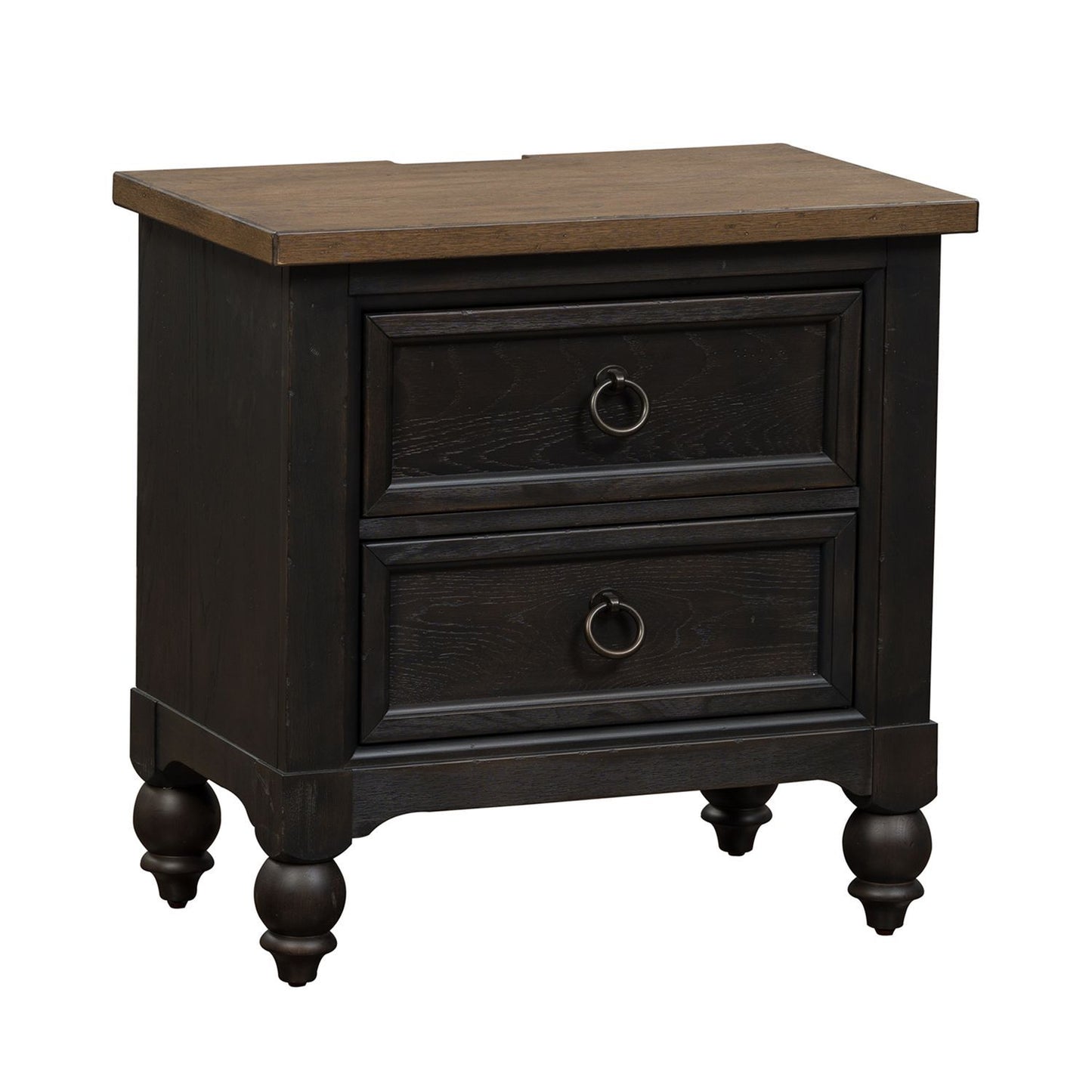 Americana Farmhouse - 2 Drawer Night Stand With Charging Station - Hornell Furniture Outlet