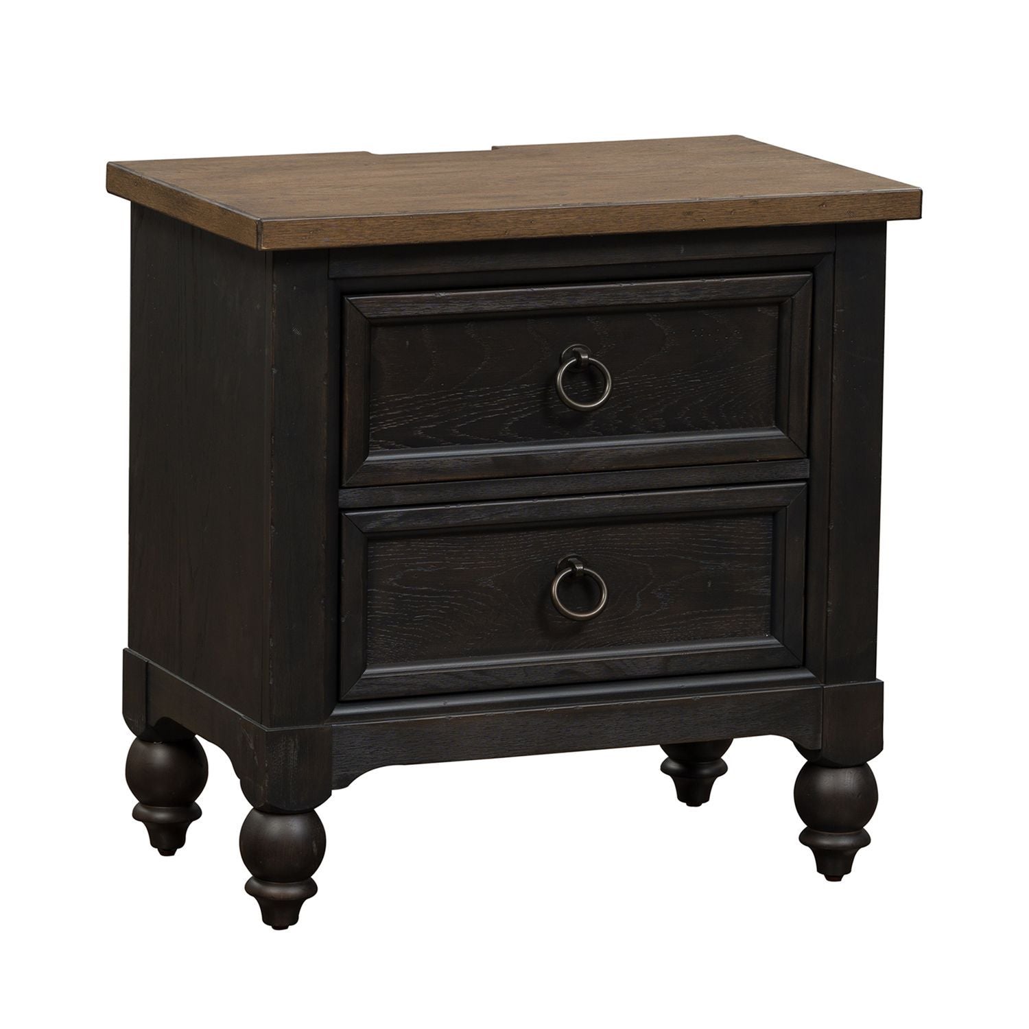 Americana Farmhouse - 2 Drawer Night Stand With Charging Station - Hornell Furniture Outlet