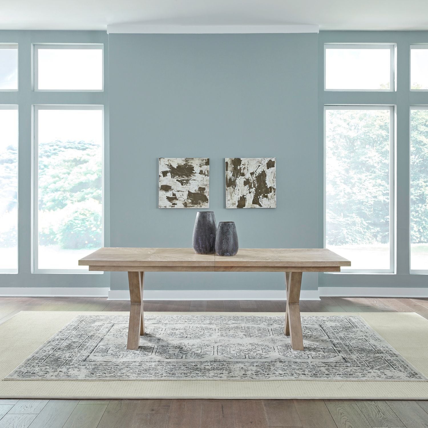 Brentwood - Double Pedestal Table - Brown - Hornell Furniture Outlet