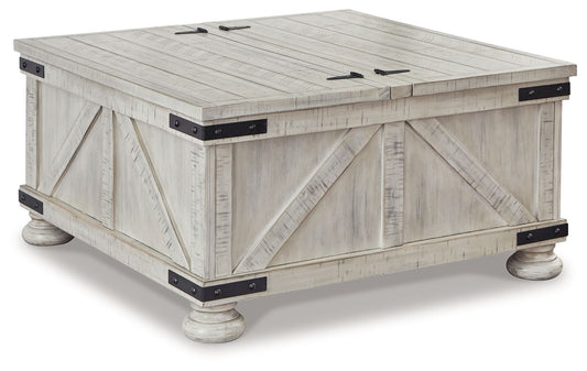 Carynhurst - Cocktail Table with Storage - Whitewash - Hornell Furniture Outlet
