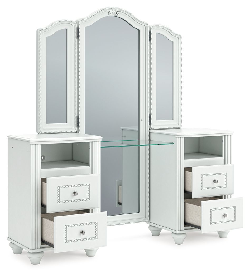 Kozlani - Vanity With Mirror - White - Hornell Furniture Outlet