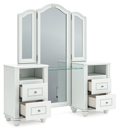 Kozlani - Vanity With Mirror - White - Hornell Furniture Outlet
