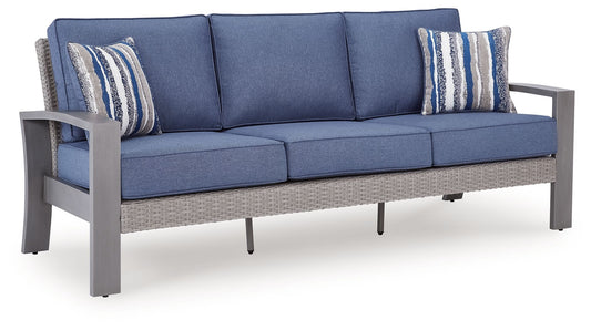 Half Moon Beach - Sofa With Cushion - Blue / Gray - Hornell Furniture Outlet