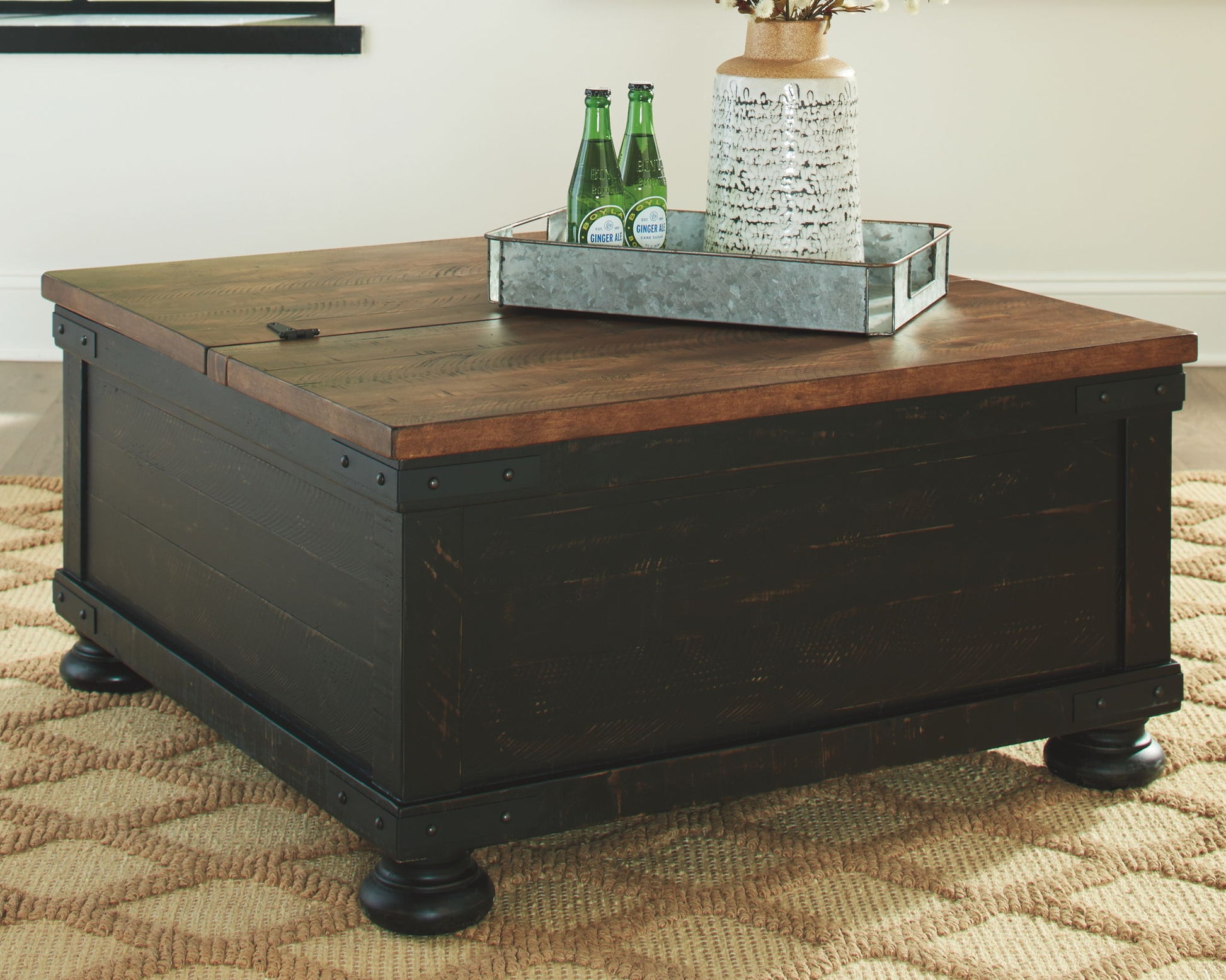 Valebeck - Black / Brown - Lift Top Cocktail Table - Hornell Furniture Outlet