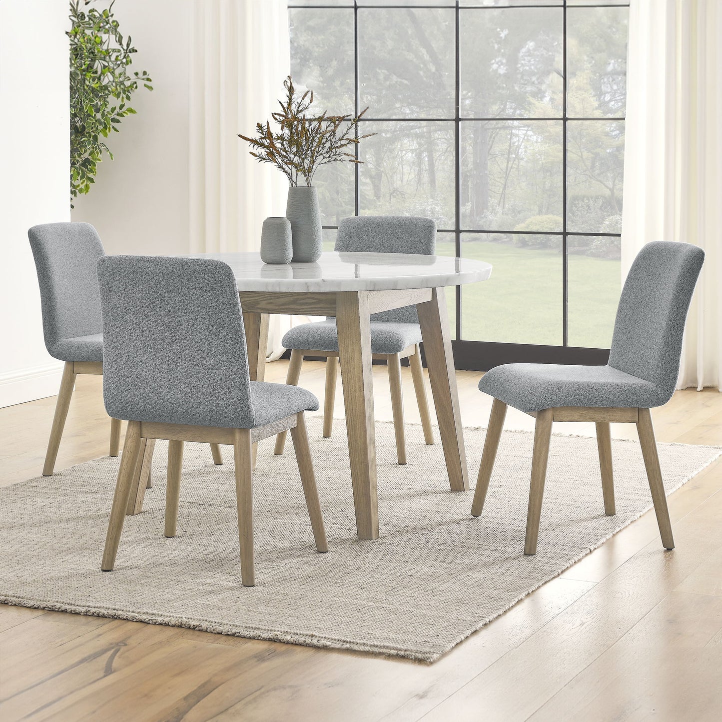 Vida - Round 5 Piece Dining Set - Light Brown - Hornell Furniture Outlet