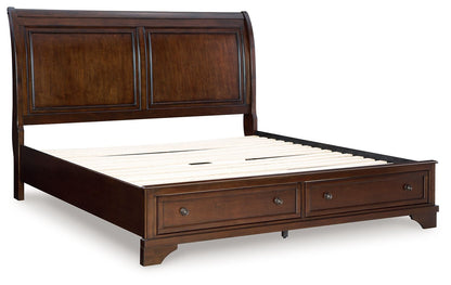 Trellington - Brown - King Sleigh Storage Bed - Hornell Furniture Outlet
