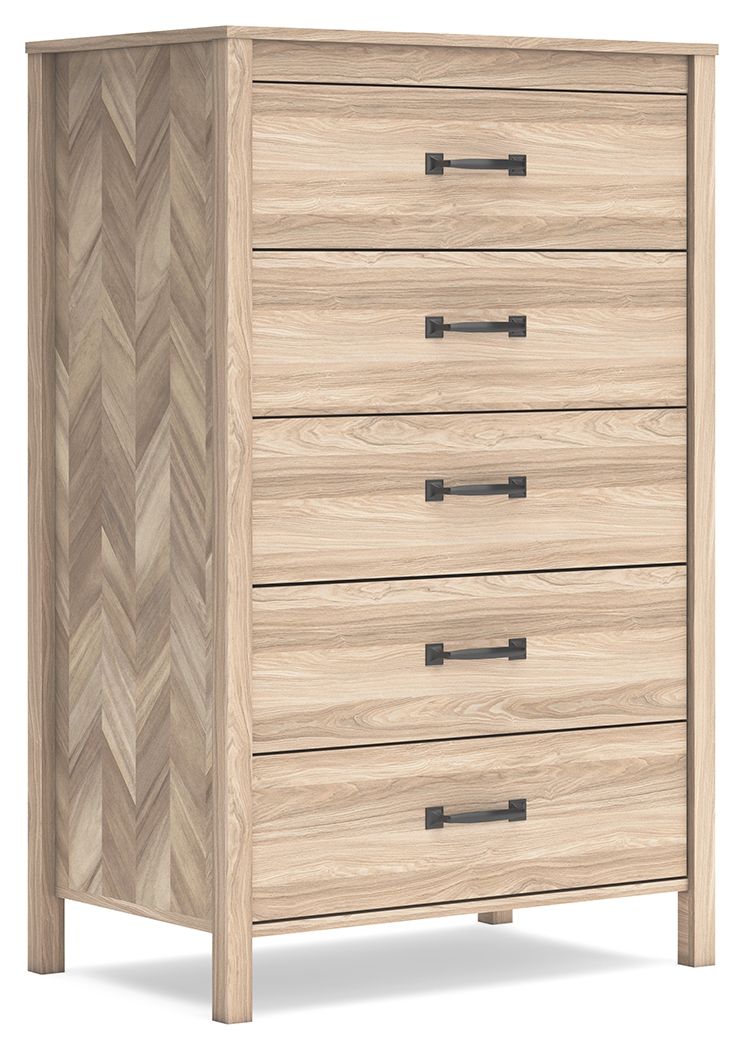 Battelle - Tan - Five Drawer Chest - Hornell Furniture Outlet