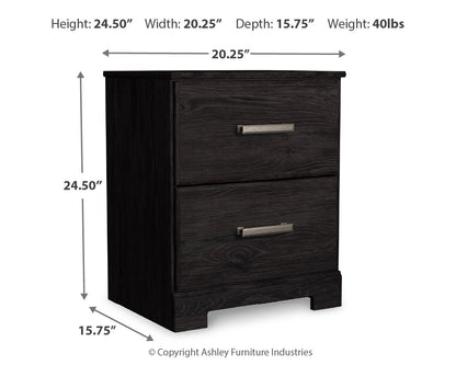 Belachime - Charcoal - Two Drawer Night Stand - Hornell Furniture Outlet