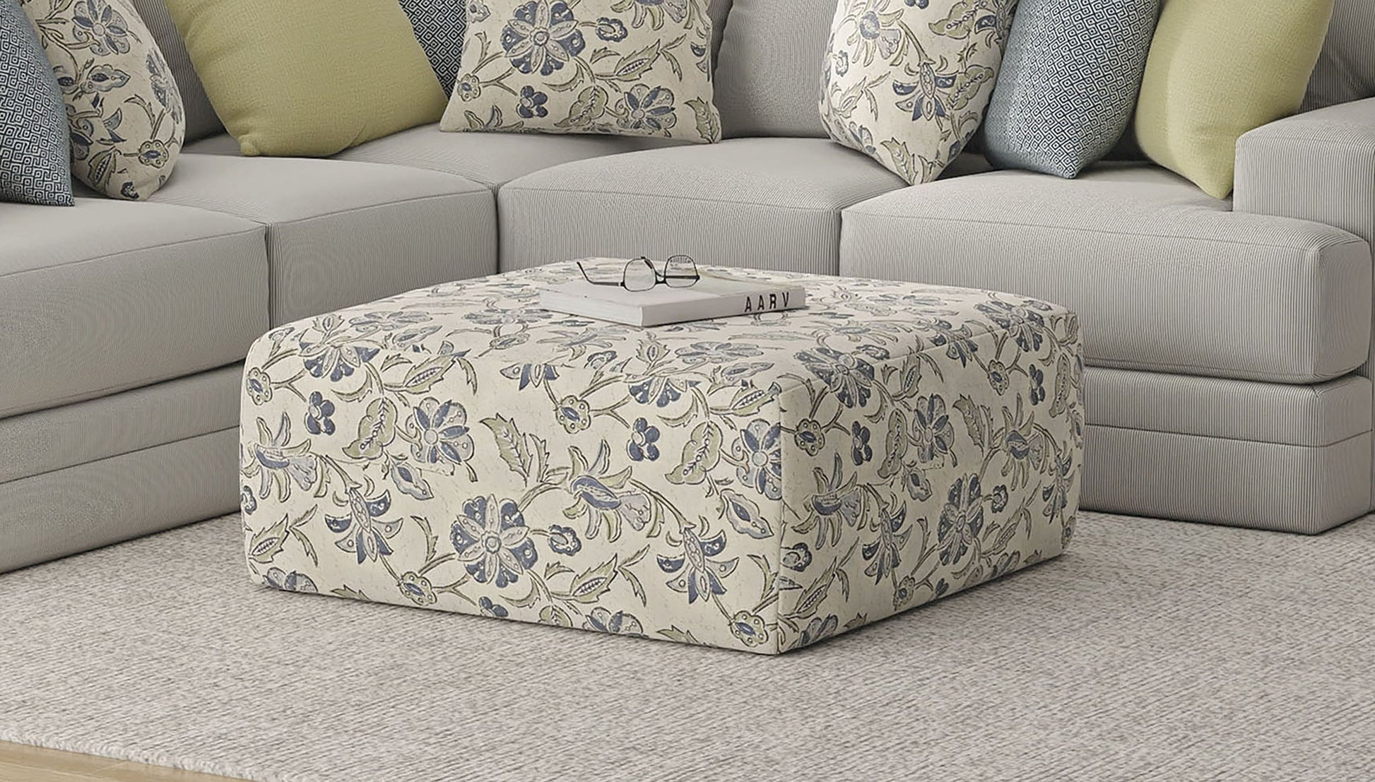 Stockbridge - Cocktail Ottoman - Denim - Hornell Furniture Outlet