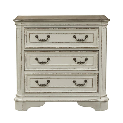Magnolia Manor - 3 Drawer Bedside Chest With Charging Station - White - Hornell Furniture Outlet