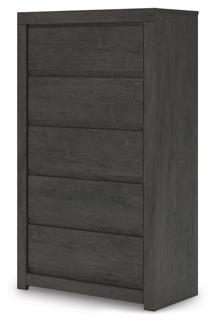 Fraluna - Charcoal - Five Drawer Chest - Hornell Furniture Outlet