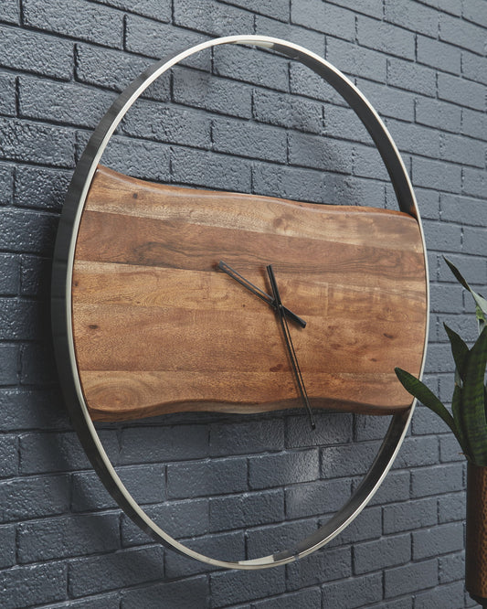 Panchali - Brown / Silver Finish - Wall Clock - Hornell Furniture Outlet