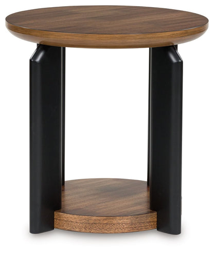 Kraeburn - Brown / Black - Round End Table - Hornell Furniture Outlet