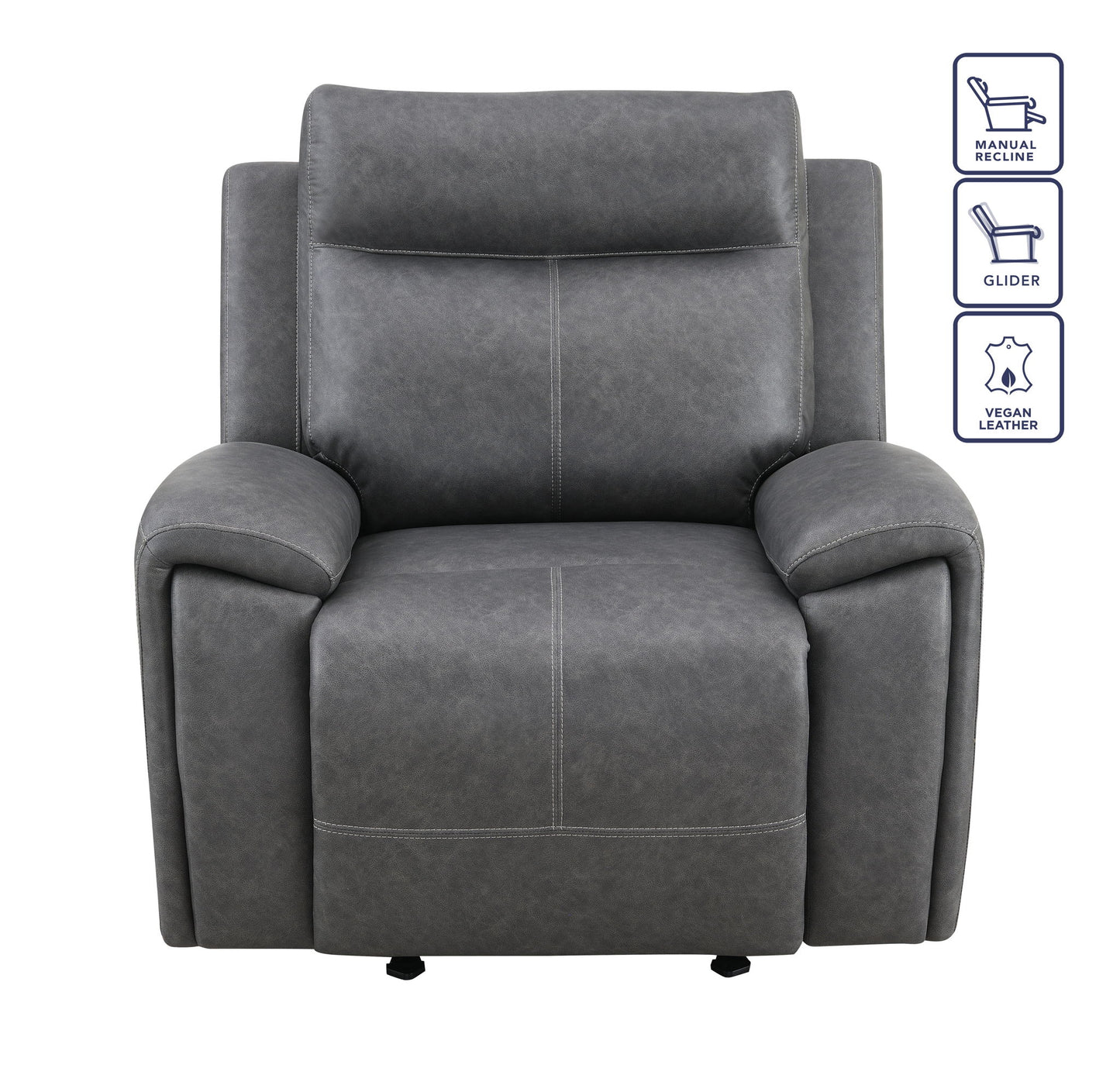 Gaston - Manual Recliner - Gray - Hornell Furniture Outlet