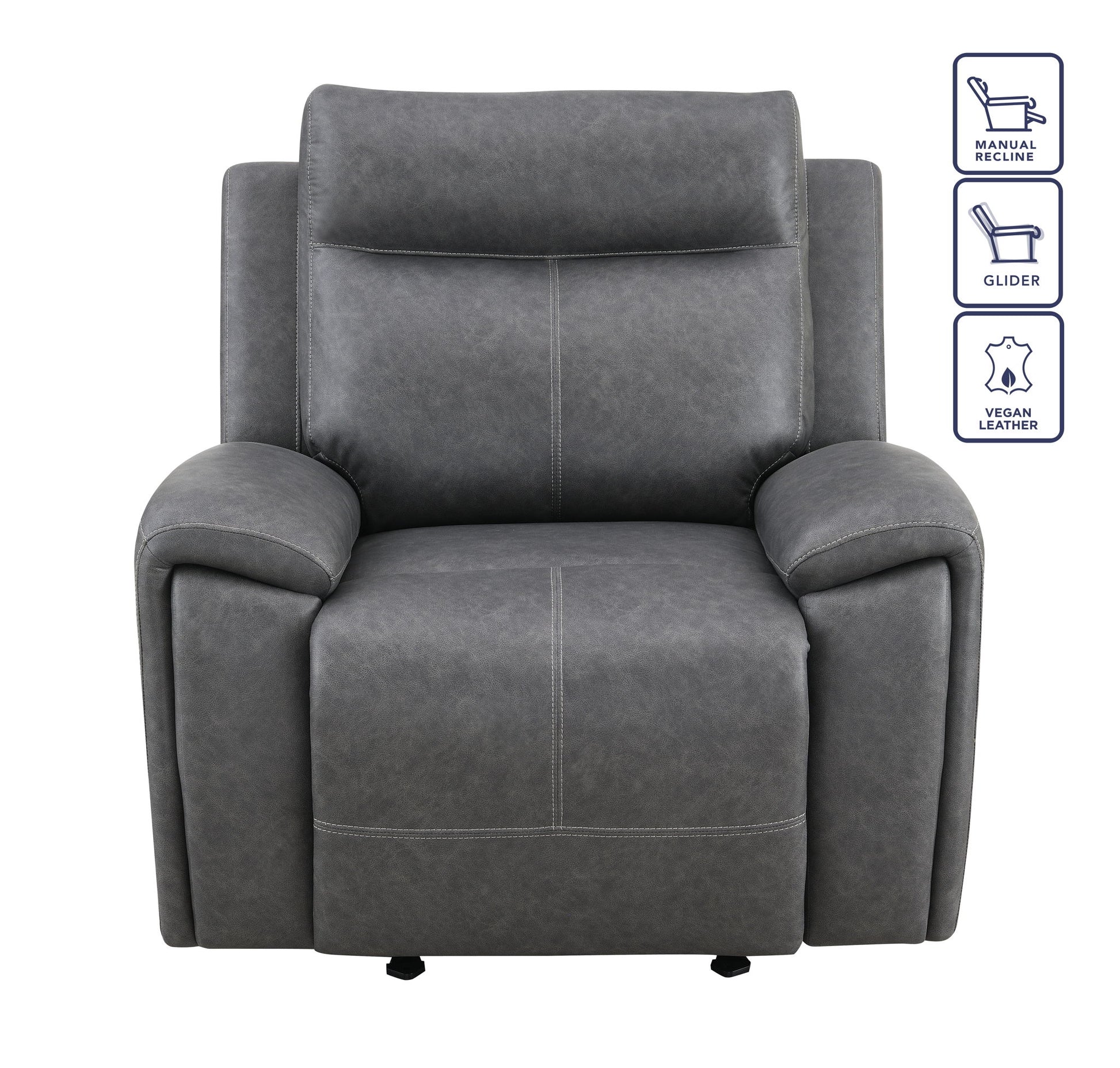 Gaston - Manual Recliner - Gray - Hornell Furniture Outlet