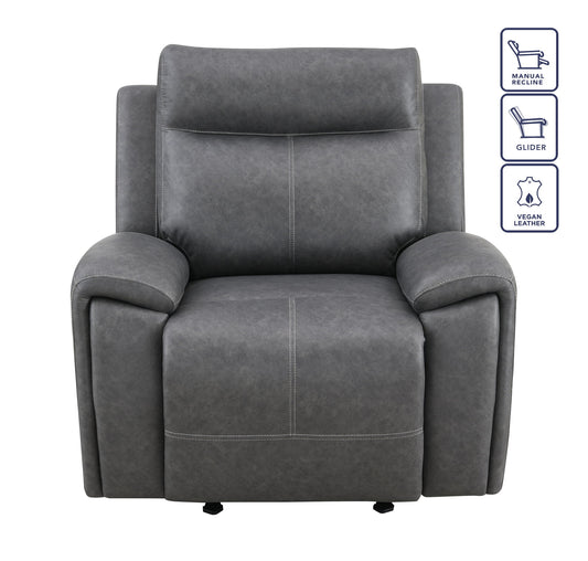 Gaston - Manual Recliner - Gray - Hornell Furniture Outlet