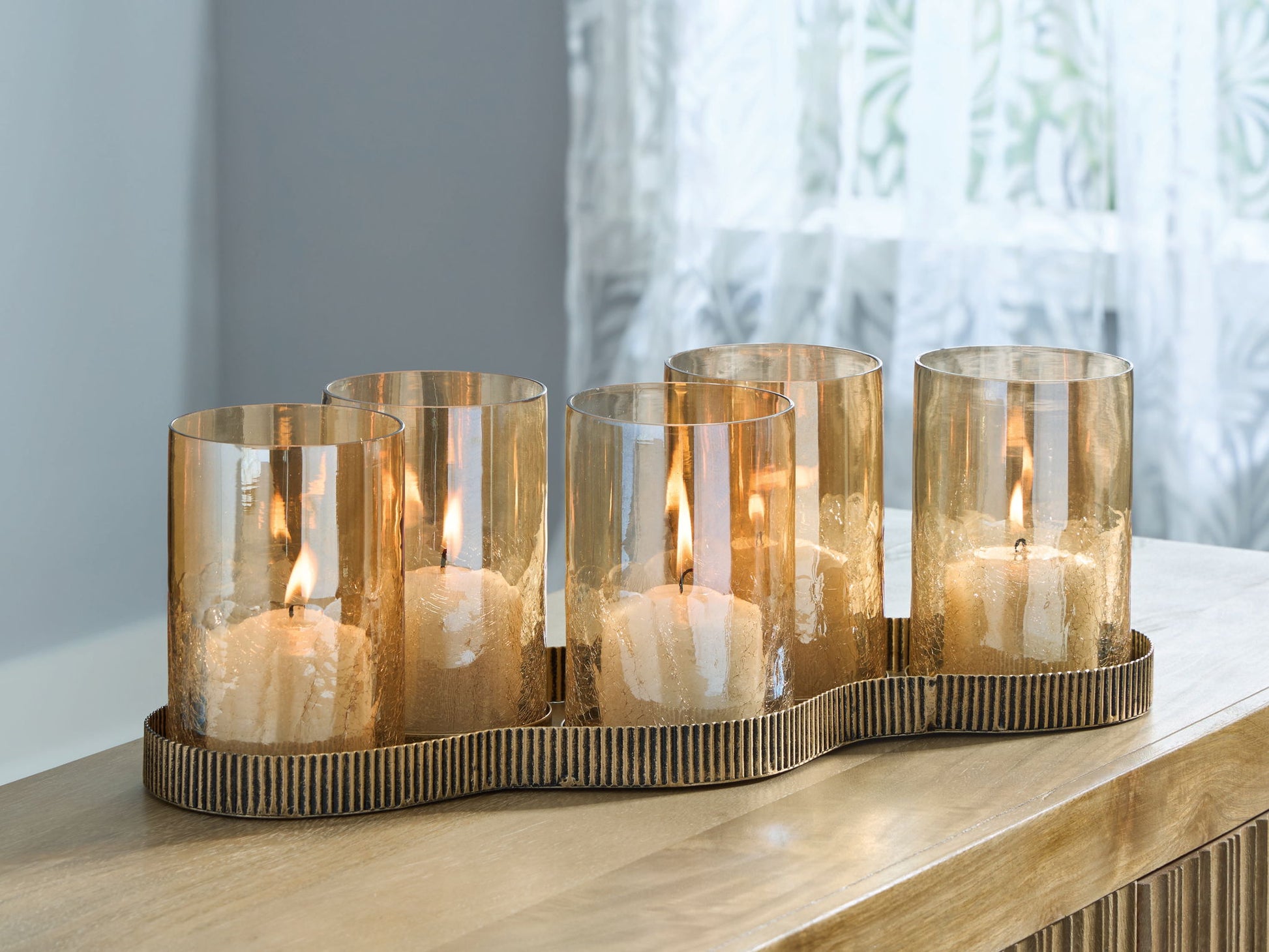 Evereton - Antique Gold Finish - Candle Holder - Hornell Furniture Outlet