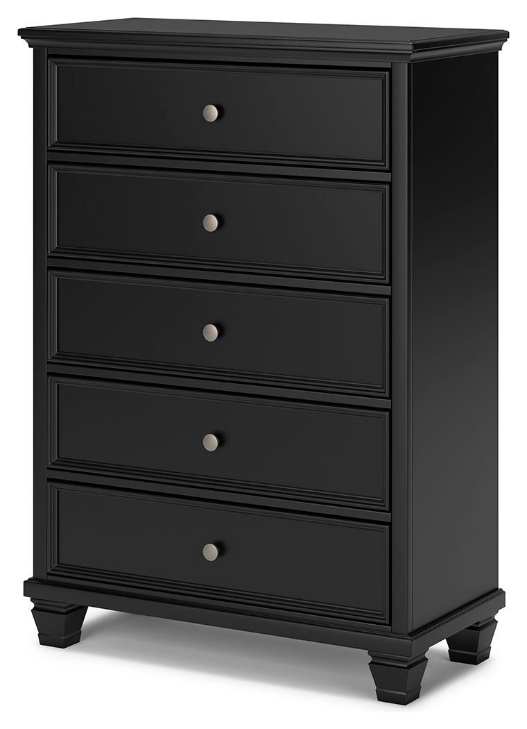 Lanolee - Black - Five Drawer Chest - Hornell Furniture Outlet