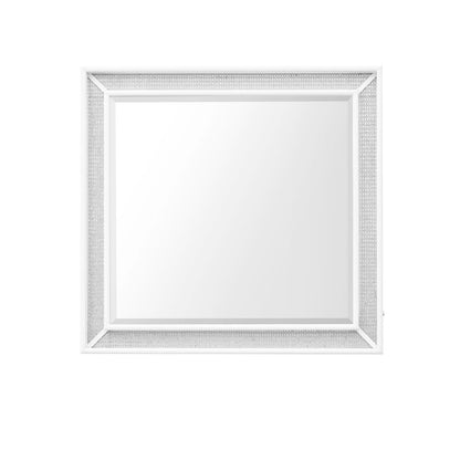 Reflections - Vanity Mirror - Pearl White & Rhinestone - Hornell Furniture Outlet