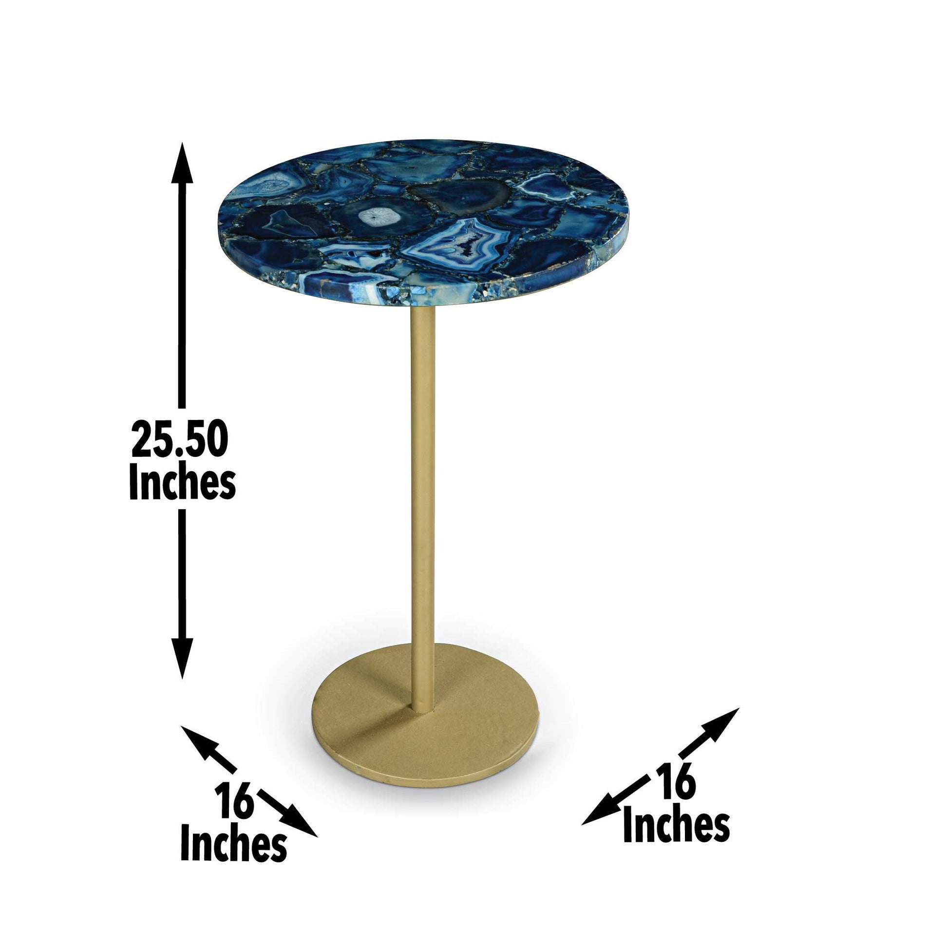 Oceana - Agate Top Round Chairside Table - Blue - Hornell Furniture Outlet