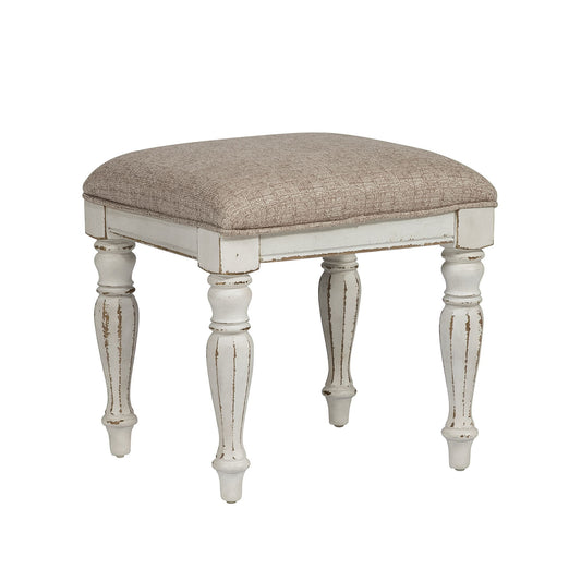 Magnolia Manor - Vanity Stool - White - Hornell Furniture Outlet